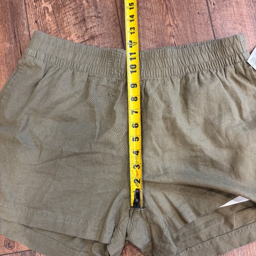 Old Navy Womens Size L Green High Waisted Linen Blend 3.5" Inseam Shorts NWT - Picture 9 of 10